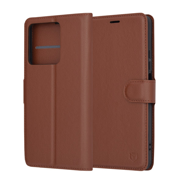 Husa de protectie Techsuit Leather Folio compatibila cu Xiaomi Redmi Note 13 5G, acoperire spate, maro