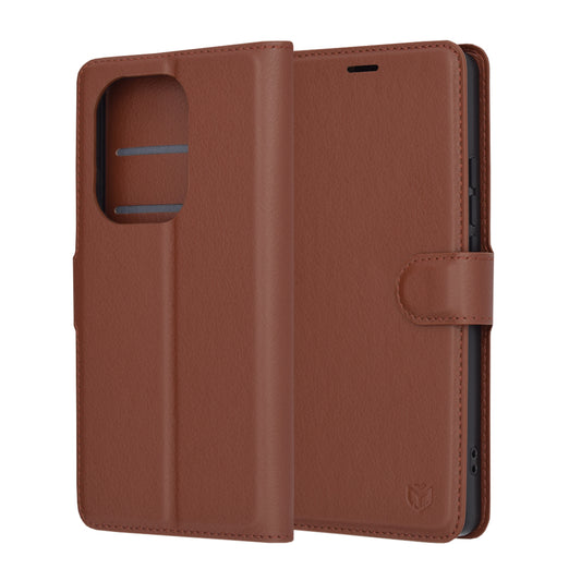 Husa de protectie Techsuit Leather Folio compatibila cu Xiaomi Redmi Note 13 Pro 4G, acoperire spate, maro