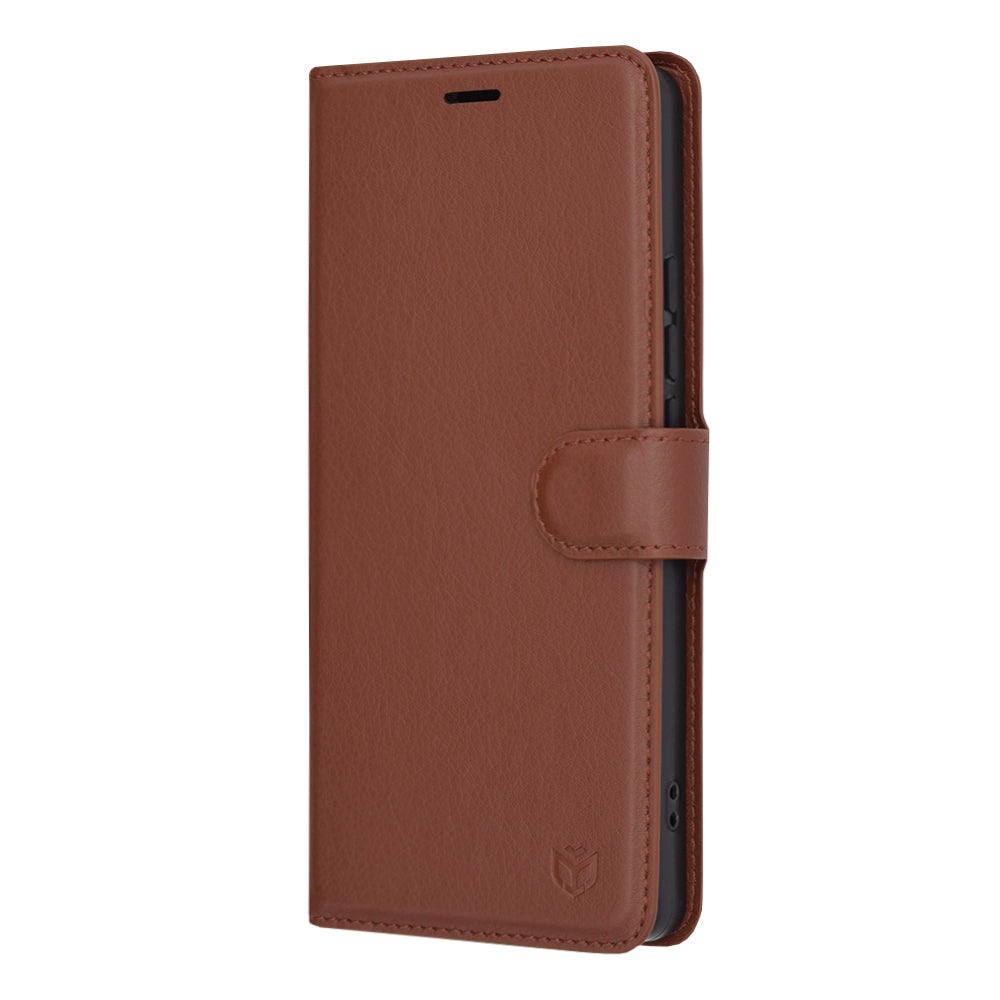 Husa de protectie Techsuit Leather Folio compatibila cu Xiaomi Redmi Note 13 Pro 4G, acoperire spate, maro
