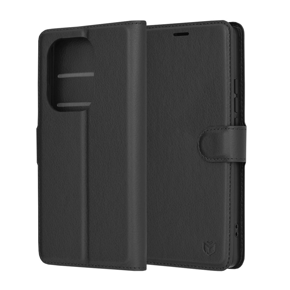Husa de protectie Techsuit Leather Folio compatibila cu Xiaomi Redmi Note 13 Pro 4G, acoperire spate, negru