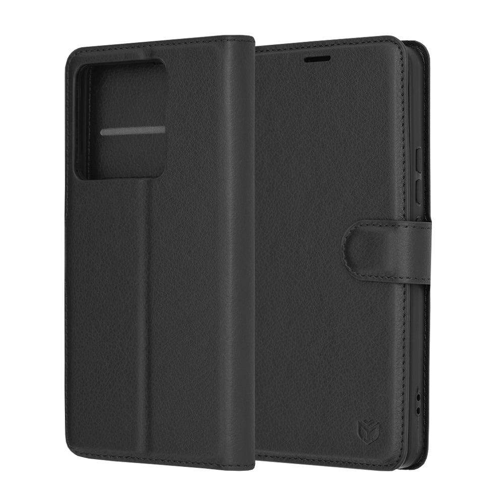 Husa de protectie Techsuit Leather Folio compatibila cu Xiaomi Redmi Poco X6, acoperire spate, negru