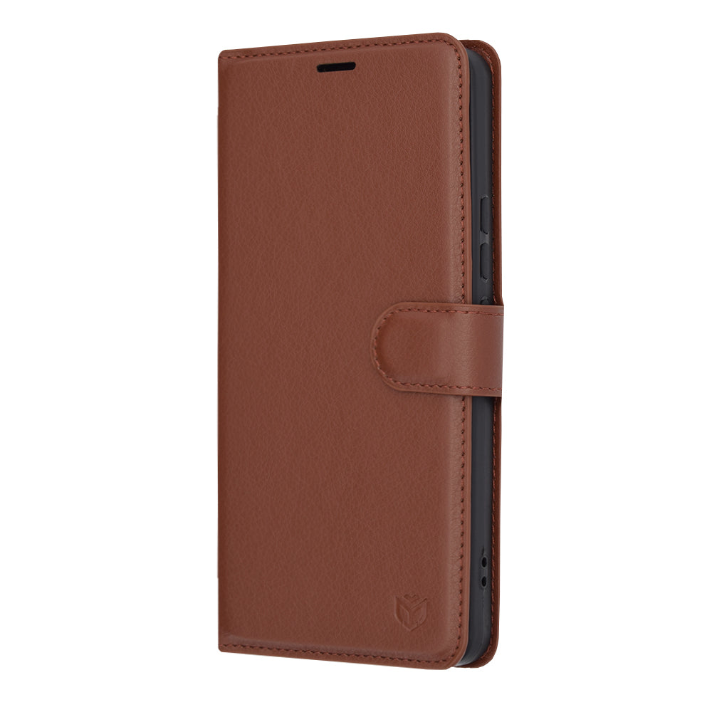 Husa de protectie Techsuit Leather Folio compatibila cu Xiaomi Redmi Note 13 Pro 5G, acoperire spate, maro