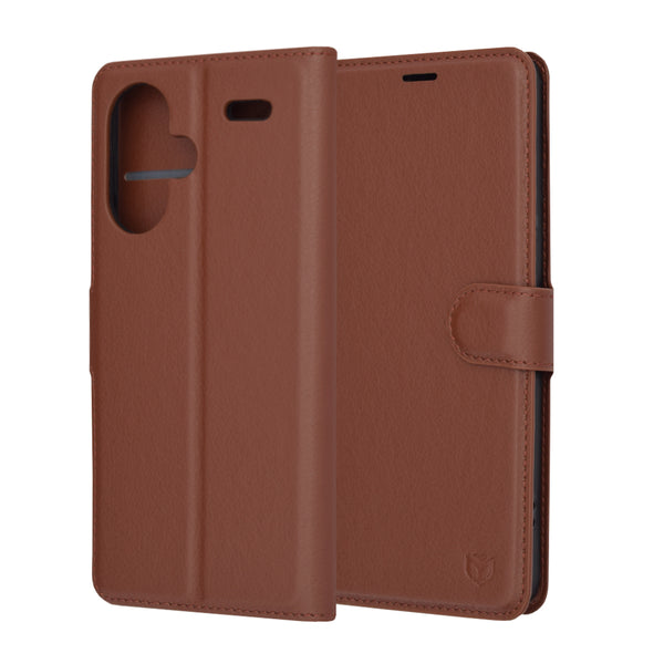 Husa de protectie Techsuit Leather Folio compatibila cu Xiaomi Redmi Note 13 Pro Plus 5G, acoperire spate, maro