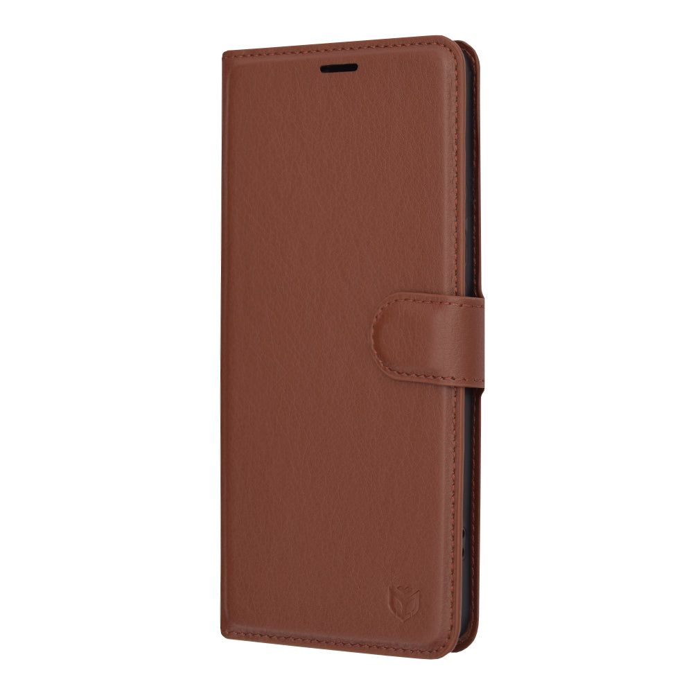 Husa de protectie Techsuit Leather Folio compatibila cu Xiaomi Redmi Note 13 Pro Plus 5G, acoperire spate, maro