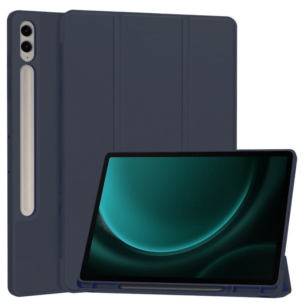 Husa de protectie pentru tableta Techsuit Flex Trifold compatibila cu Samsung Galaxy Tab S9 FE Plus, bleumarin, TPU