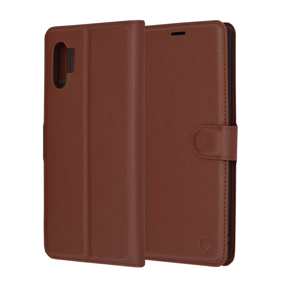 Husa de protectie Techsuit Leather Folio compatibila cu Samsung Galaxy Note 10 Plus 5G, acoperire spate, maro