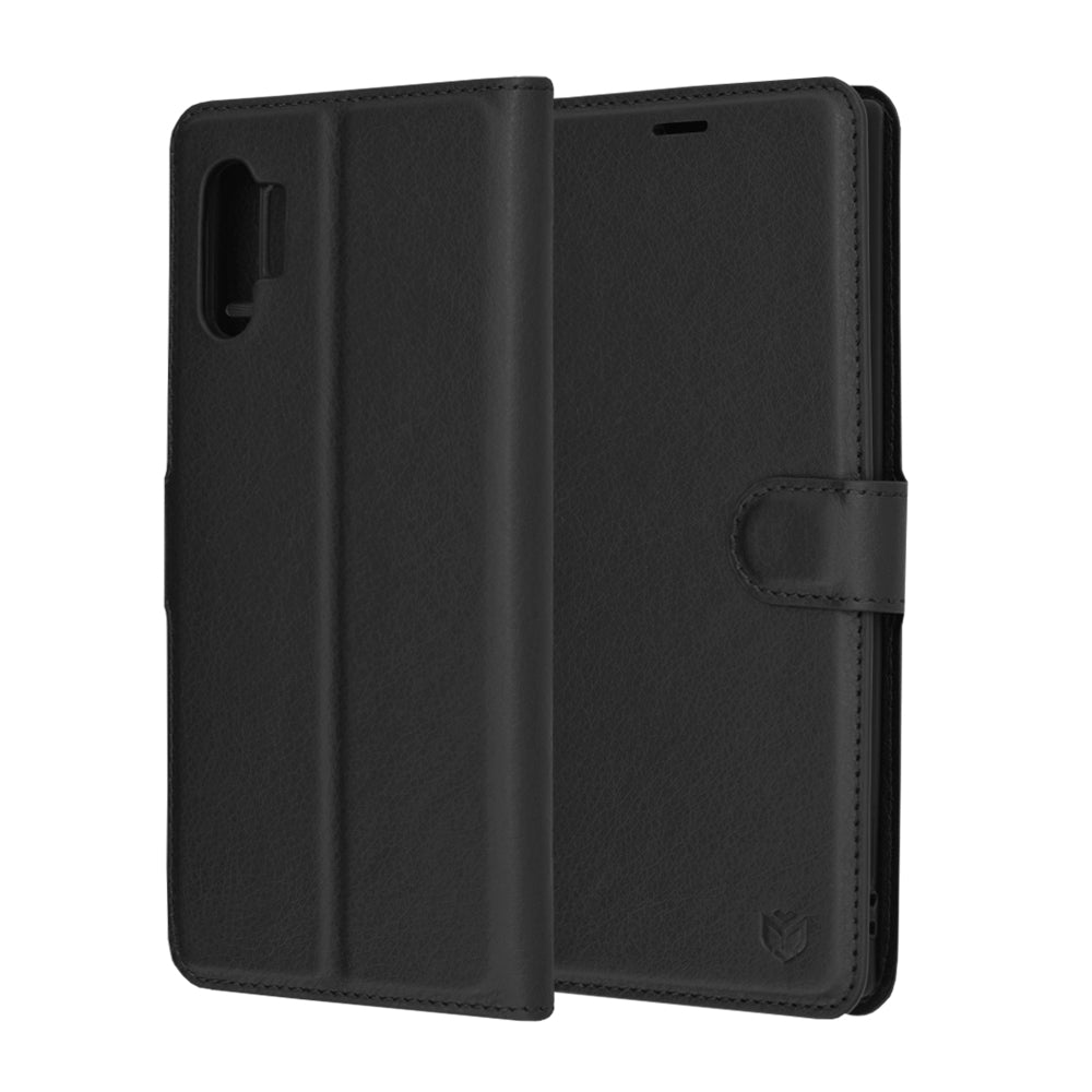 Husa de protectie Techsuit Leather Folio compatibila cu Samsung Galaxy Note 10 Plus 5G, acoperire spate, negru