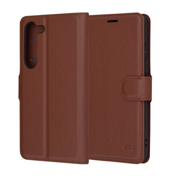 Husa de protectie Techsuit Leather Folio compatibila cu Samsung Galaxy S23, acoperire spate, maro