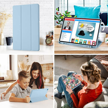 Husa de protectie pentru tableta Techsuit Flex Trifold compatibila cu Samsung Galaxy Tab S6 Lite (2020), bleu, TPU