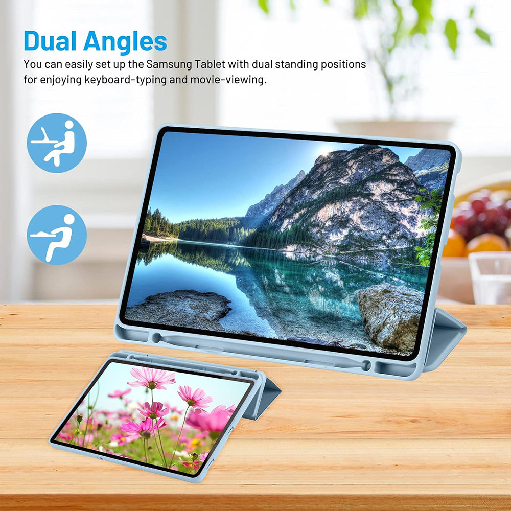 Husa de protectie pentru tableta Techsuit Flex Trifold compatibila cu Samsung Galaxy Tab S6 Lite (2022), bleu, TPU