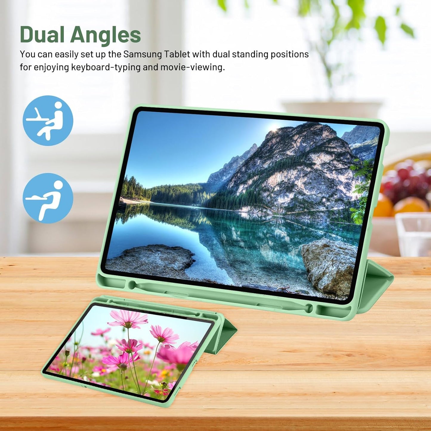 Husa de protectie pentru tableta Techsuit Flex Trifold compatibila cu Samsung Galaxy Tab S6 Lite (2020), verde deschis, TPU