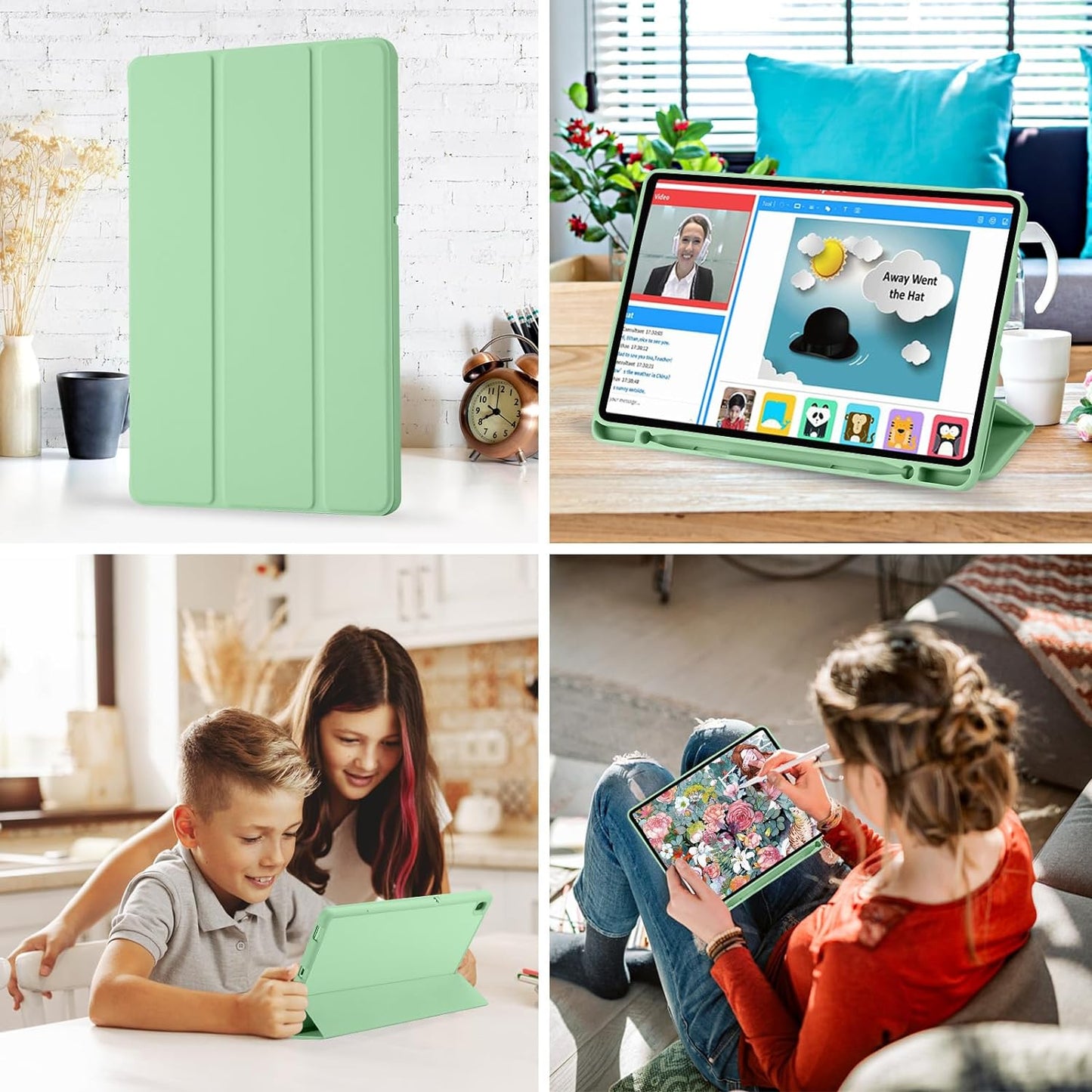 Husa de protectie pentru tableta Techsuit Flex Trifold compatibila cu Samsung Galaxy Tab S6 Lite (2020), verde deschis, TPU