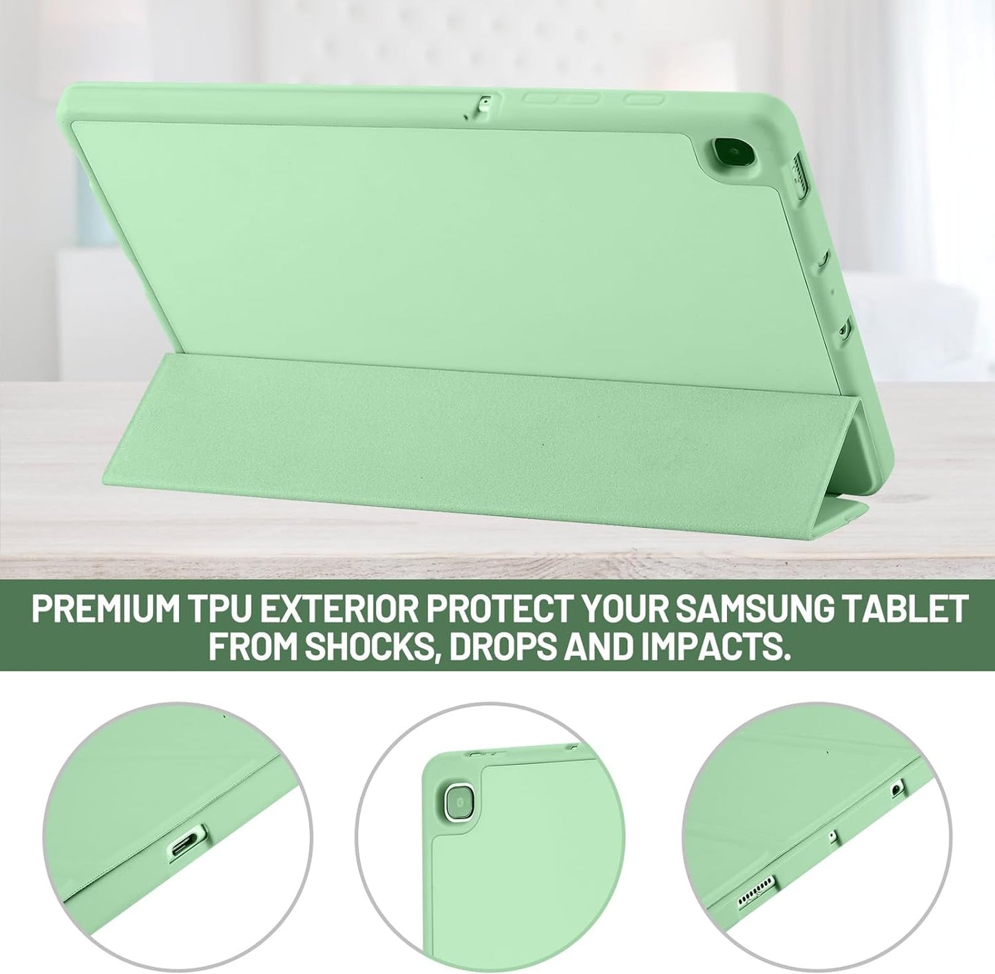 Husa de protectie pentru tableta Techsuit Flex Trifold compatibila cu Samsung Galaxy Tab S6 Lite (2022), verde deschis, TPU