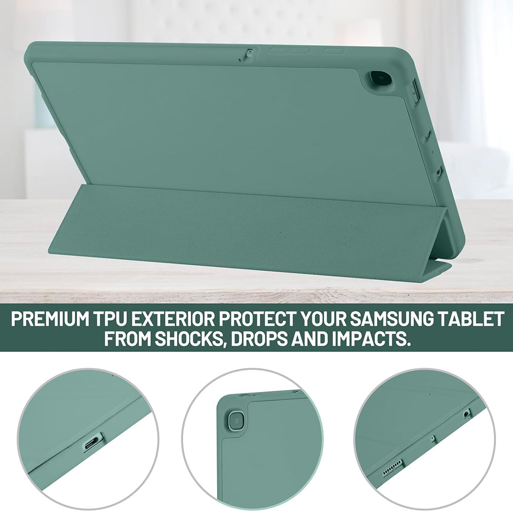 Husa de protectie pentru tableta Techsuit Flex Trifold compatibila cu Samsung Galaxy Tab S6 Lite (2024), verde inchis, TPU