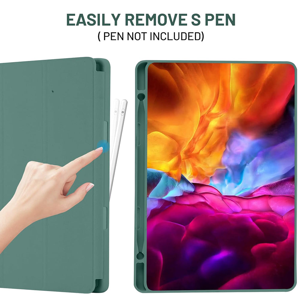 Husa de protectie pentru tableta Techsuit Flex Trifold compatibila cu Samsung Galaxy Tab S6 Lite (2022), verde inchis, TPU