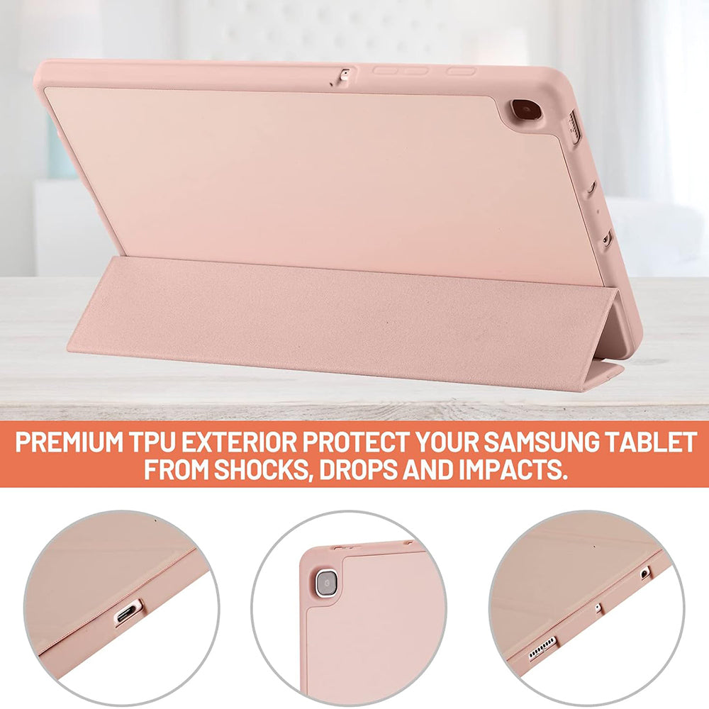 Husa de protectie pentru tableta Techsuit Flex Trifold compatibila cu Samsung Galaxy Tab S6 Lite (2020), roz, TPU