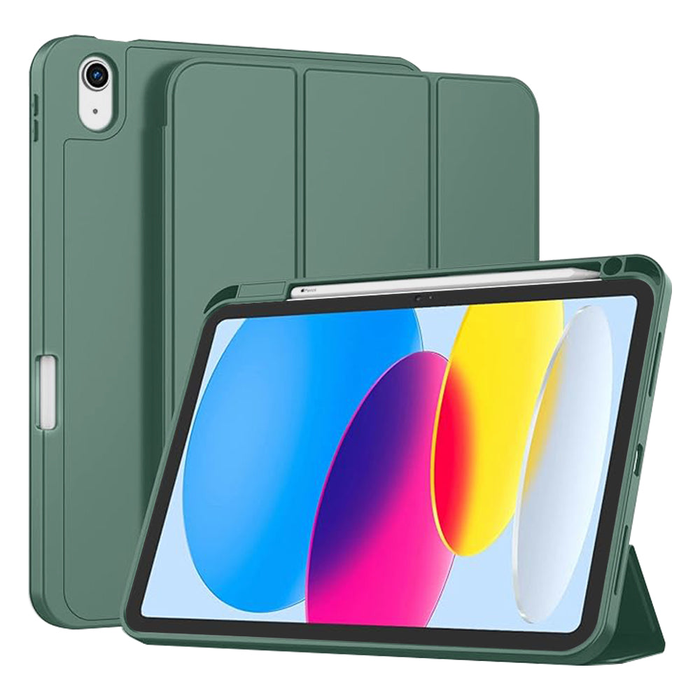 Husa de protectie pentru tableta Techsuit Flex Trifold compatibila cu Apple iPad 10 (2022) 10.9, verde inchis, TPU