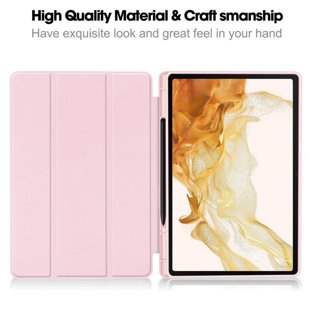 Husa de protectie pentru tableta Techsuit Flex Trifold compatibila cu Samsung Galaxy Tab S7 Plus, roz, TPU