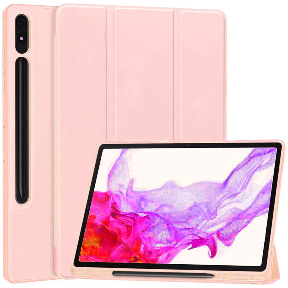 Husa de protectie pentru tableta Techsuit Flex Trifold compatibila cu Samsung Galaxy Tab S8 Plus, roz, TPU