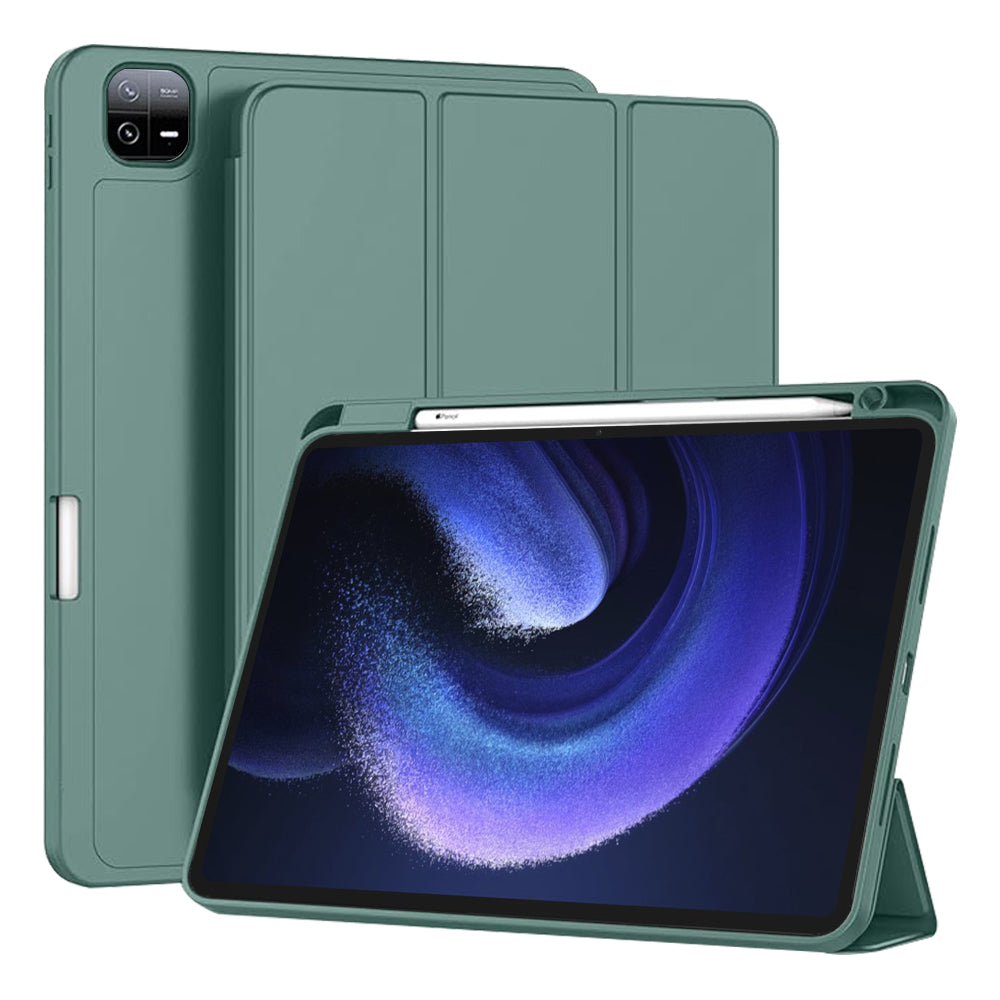 Husa de protectie pentru tableta Techsuit Flex Trifold compatibila cu Xiaomi Pad 6 Pro, verde inchis, TPU
