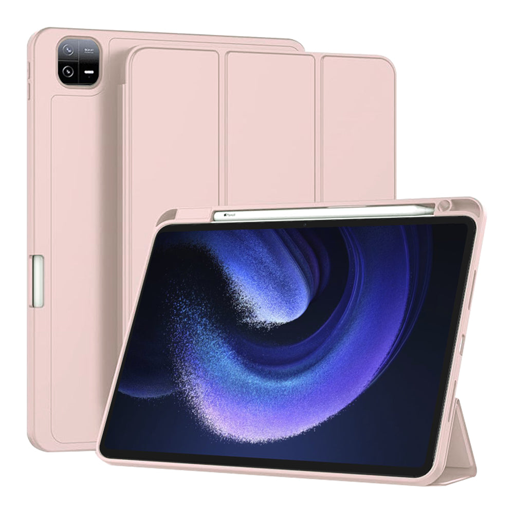 Husa de protectie pentru tableta Techsuit Flex Trifold compatibila cu Xiaomi Pad 6 Pro, roz, TPU