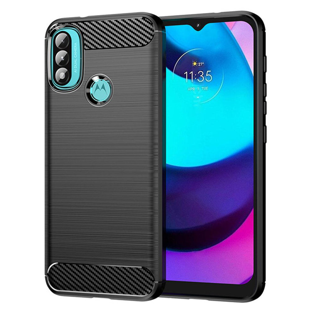 Husa de protectie Techsuit Carbon Siliconecompatibila cu Motorola Moto Moto E40 , acoperire spate, negru