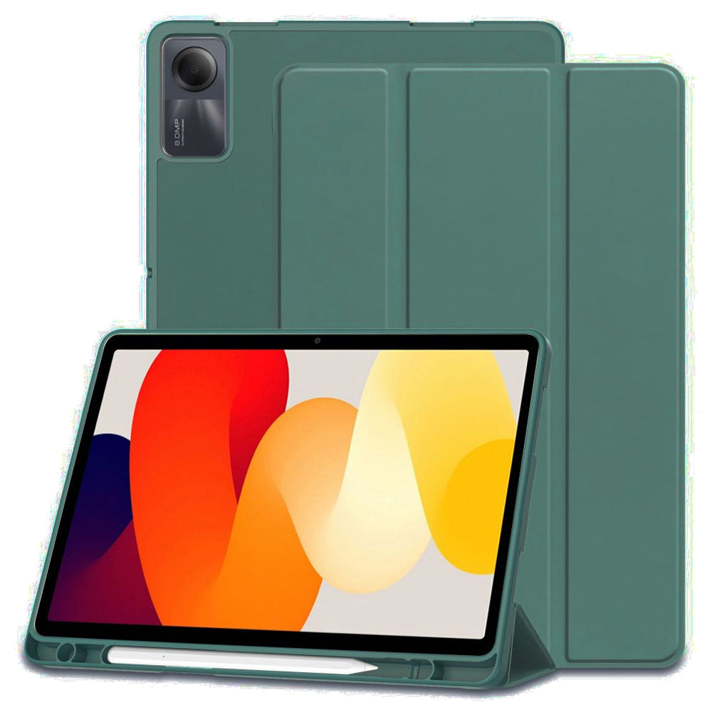 Husa de protectie pentru tableta Techsuit Flex Trifold compatibila cu Xiaomi Redmi Pad SE 11, verde inchis, TPU