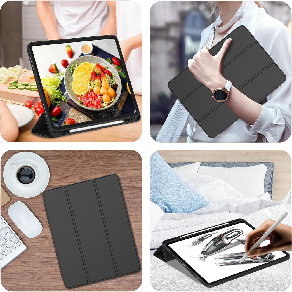 Husa de protectie pentru tableta Techsuit Flex Trifold compatibila cu Apple iPad Pro 12.9 (2022), negru, TPU