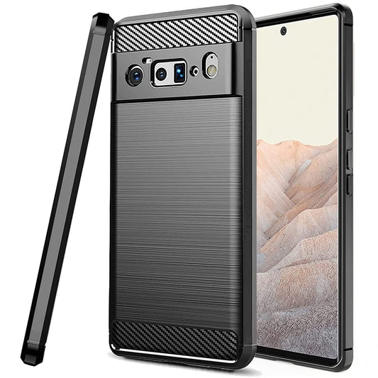 Husa de protectie Techsuit Carbon Siliconecompatibila cu Google Pixel 6 Pro, acoperire spate, negru