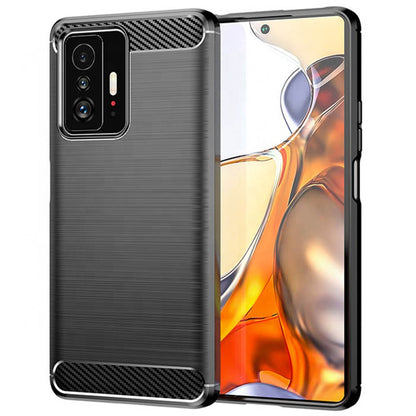 Husa de protectie Techsuit Carbon Siliconecompatibila cu Xiaomi 11T , acoperire spate, negru