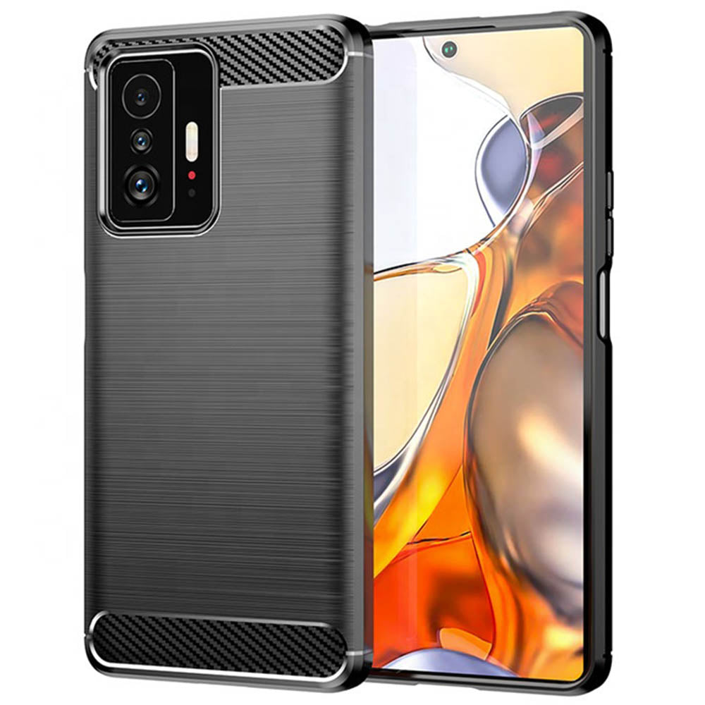 Husa de protectie Techsuit Carbon Siliconecompatibila cu Xiaomi 11T Pro , acoperire spate, negru