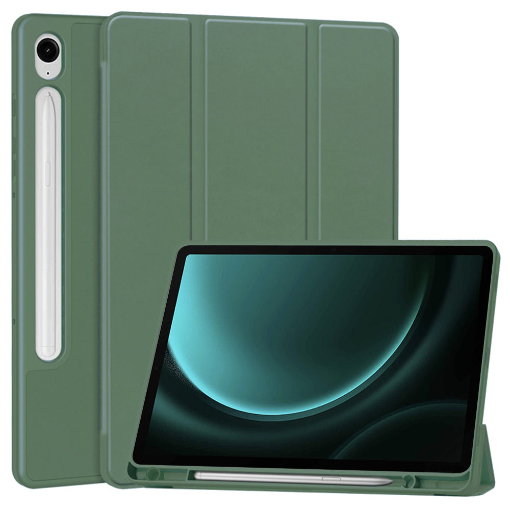 Husa de protectie pentru tableta Techsuit Flex Trifold compatibila cu Samsung Galaxy Tab S9 FE, verde inchis, TPU