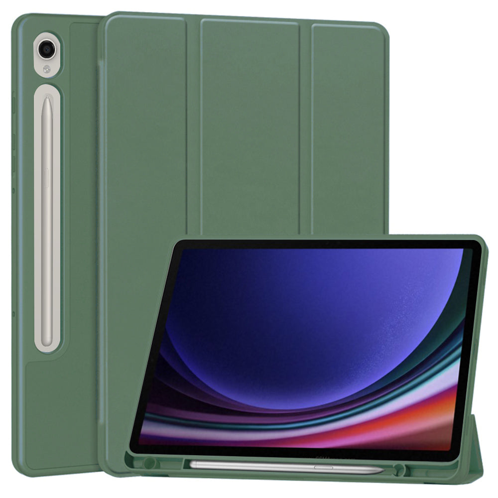 Husa de protectie pentru tableta Techsuit Flex Trifold compatibila cu Samsung Galaxy Tab S9, verde inchis, TPU