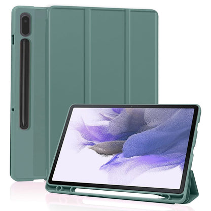 Husa de protectie pentru tableta Techsuit Flex Trifold compatibila cu Samsung Galaxy Tab S7 FE, verde inchis, TPU