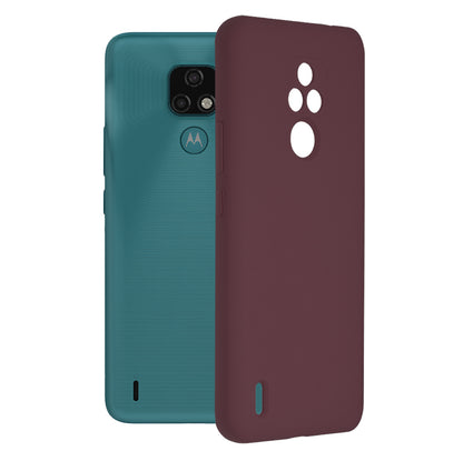 Husa de protectie Techsuit Soft Edge Silicone compatibila cu Motorola Moto E7, acoperire spate, visiniu