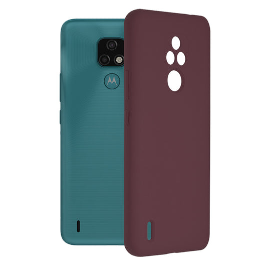 Husa de protectie Techsuit Soft Edge Silicone compatibila cu Motorola Moto E7, acoperire spate, visiniu