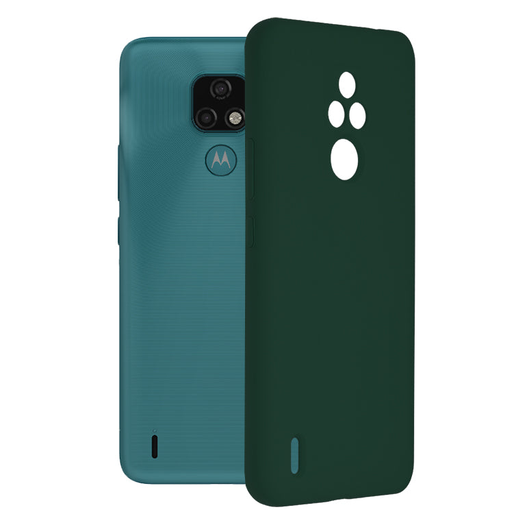 Husa de protectie Techsuit Soft Edge Silicone compatibila cu Motorola Moto E7, acoperire spate, verde inchis