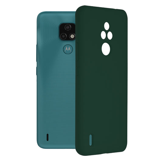 Husa de protectie Techsuit Soft Edge Silicone compatibila cu Motorola Moto E7, acoperire spate, verde inchis