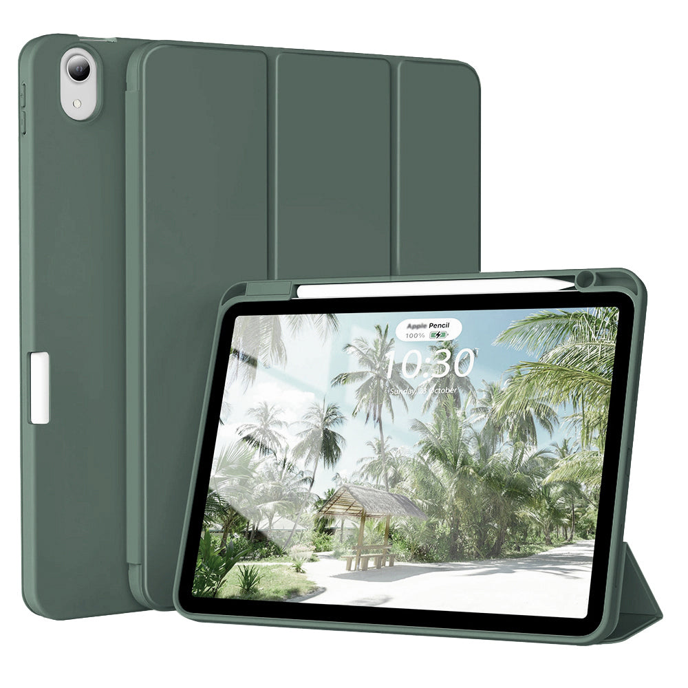Husa de protectie pentru tableta Techsuit Flex Trifold compatibila cu Apple iPad Air 5 (2022), verde inchis, TPU