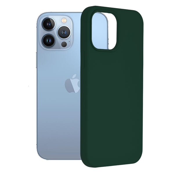 Husa de protectie Techsuit Soft Edge Silicone compatibila cu Apple iPhone 13 Pro Max, acoperire spate, verde inchis