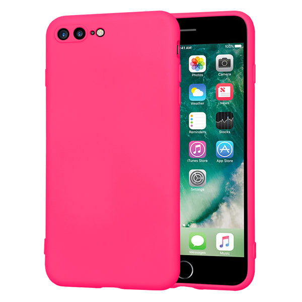 Husa de protectie Techsuit SoftFlex compatibila cu Apple iPhone 7 Plus, acoperire spate, roz neon