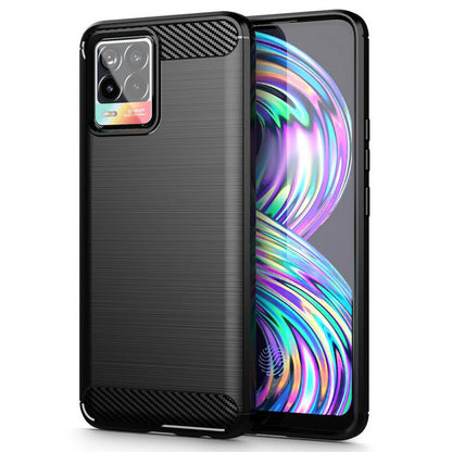 Husa de protectie Techsuit Carbon Siliconecompatibila cu Realme 8 Pro 4G , acoperire spate, negru