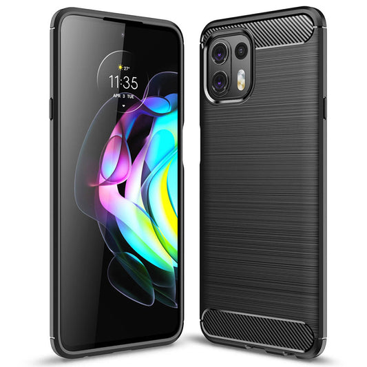 Husa de protectie Techsuit Carbon Siliconecompatibila cu Motorola Edge 20 Lite 5G , acoperire spate, negru