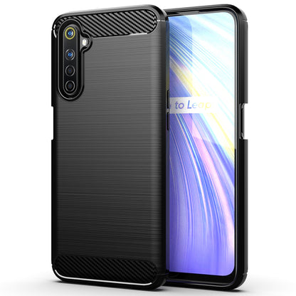 Husa de protectie Techsuit Carbon Siliconecompatibila cu Realme 6 Pro , acoperire spate, negru