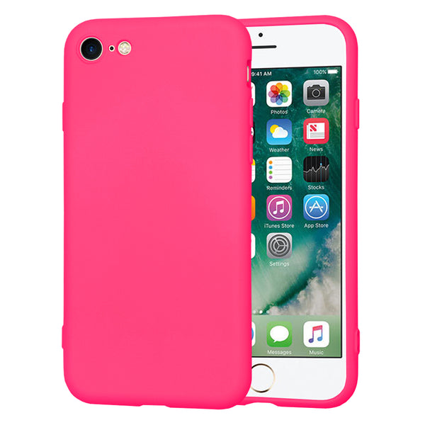 Husa de protectie Techsuit SoftFlex compatibila cu Apple iPhone 7, acoperire spate, roz neon