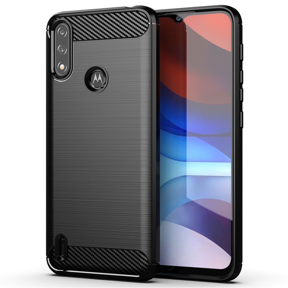 Husa de protectie Techsuit Carbon Siliconecompatibila cu Motorola Moto E7 Power , acoperire spate, negru