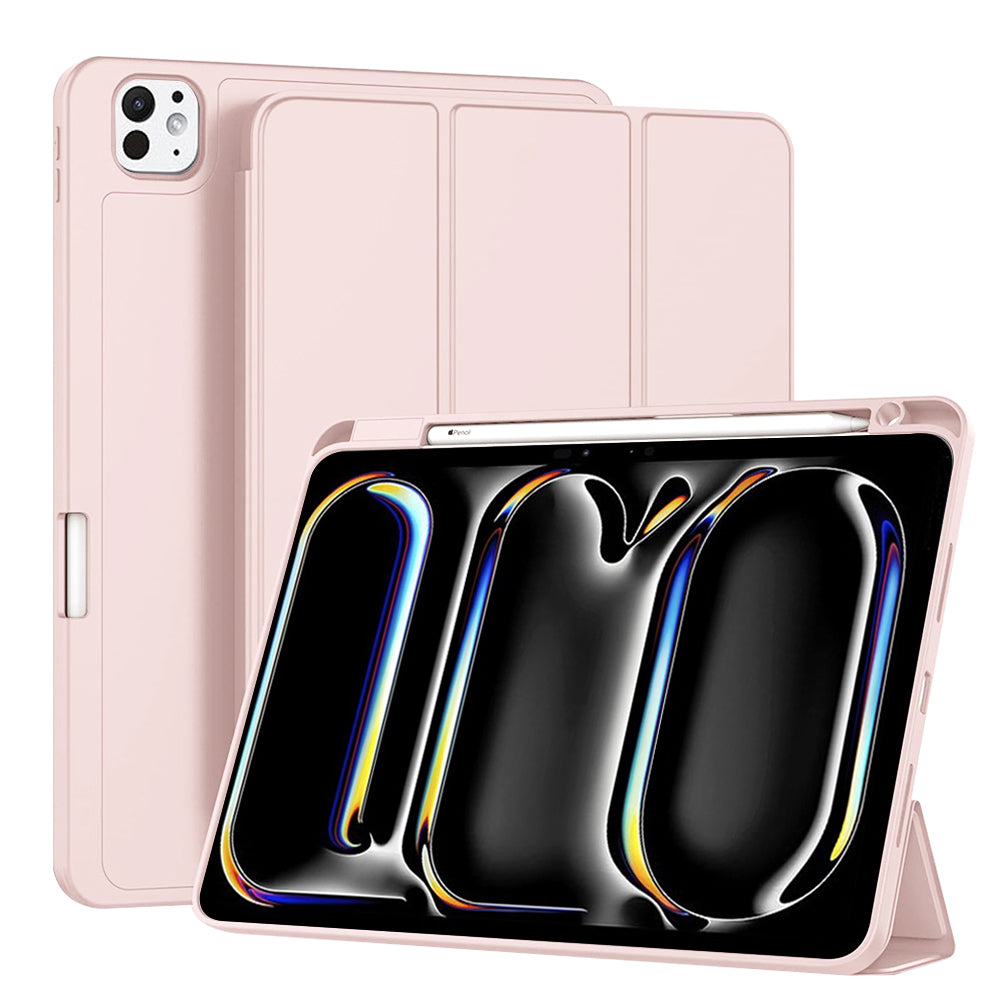 Husa de protectie pentru tableta Techsuit Flex Trifold compatibila cu Apple iPad Pro 11 (2024), roz, TPU