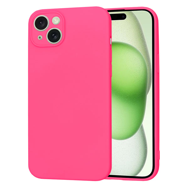 Husa de protectie Techsuit SoftFlex compatibila cu Apple iPhone 15 Plus, acoperire spate, roz neon