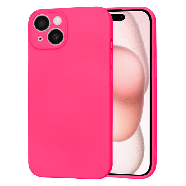 Husa de protectie Techsuit SoftFlex compatibila cu Apple iPhone 15, acoperire spate, roz neon