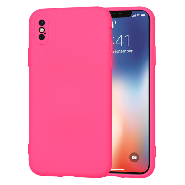 Husa de protectie Techsuit SoftFlex compatibila cu Apple iPhone X, acoperire spate, roz neon